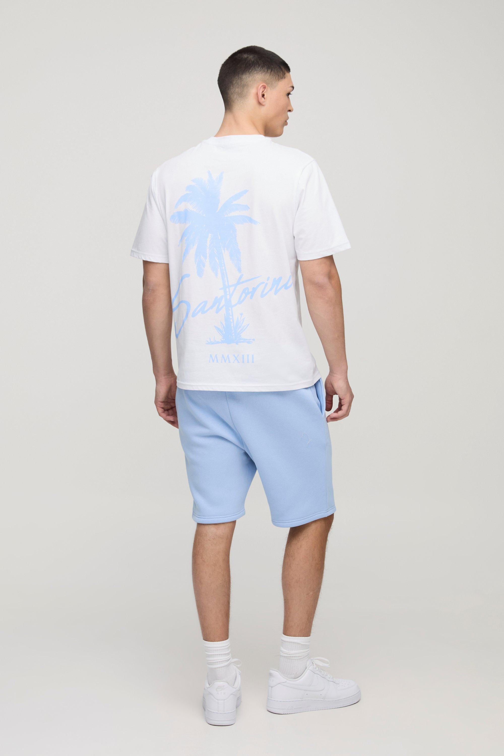 Regular Fit Palm Print T-Shirt & Short Set | boohoo IL